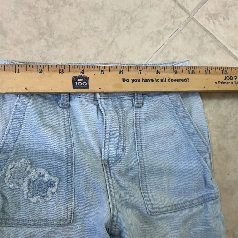Oshkosh B'gosh Girls Flare Denim Jeans Size 6/6X light wash floral applque *